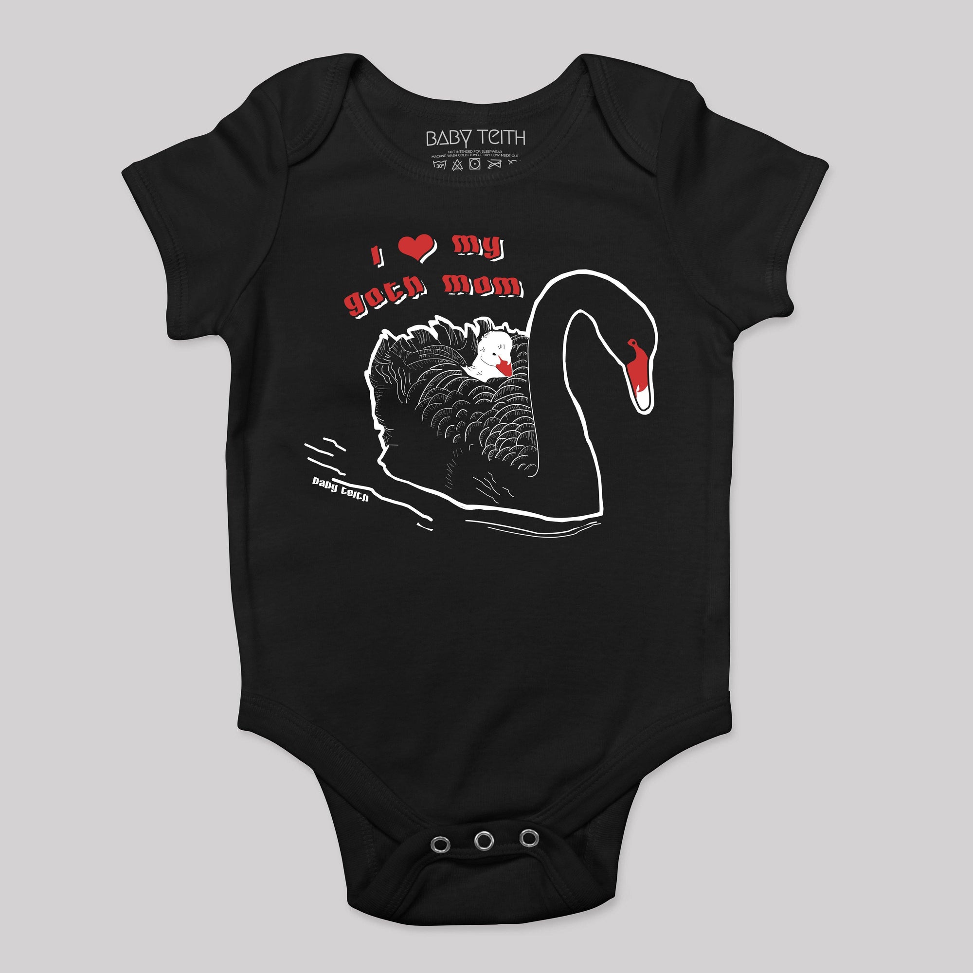 &quot;I Love My Goth Mom&quot; Bodysuit for Babies - Baby Teith