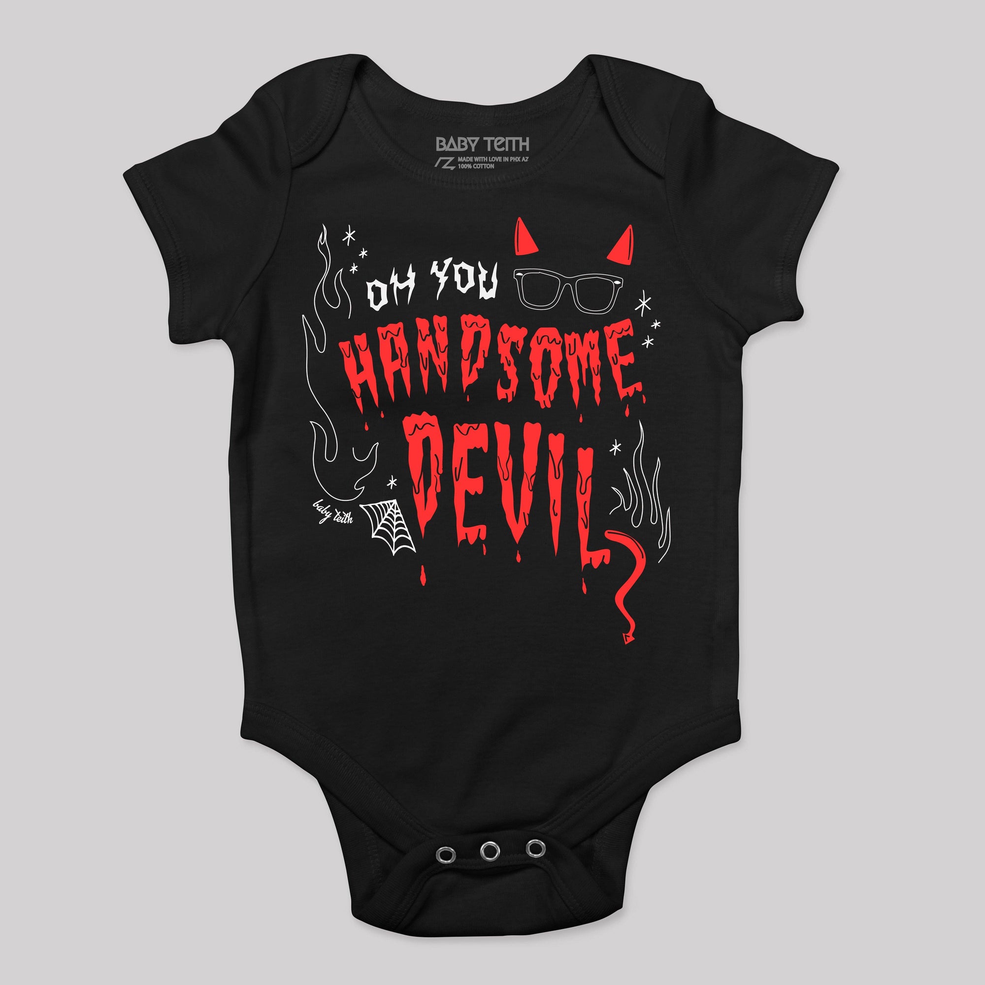 Handsome Devil Halloween Baby Bodysuit - Baby Teith