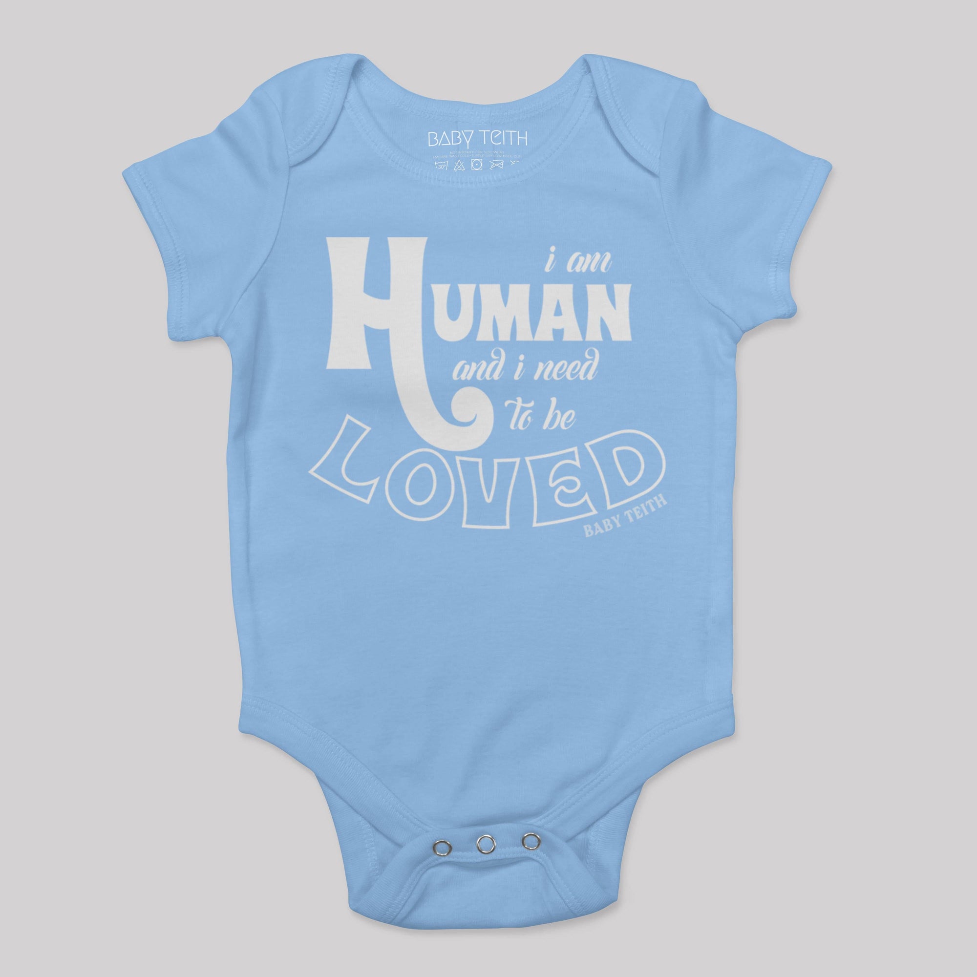 "I am Human" Short Sleeve Baby Bodysuit (6 colors) - Baby Teith