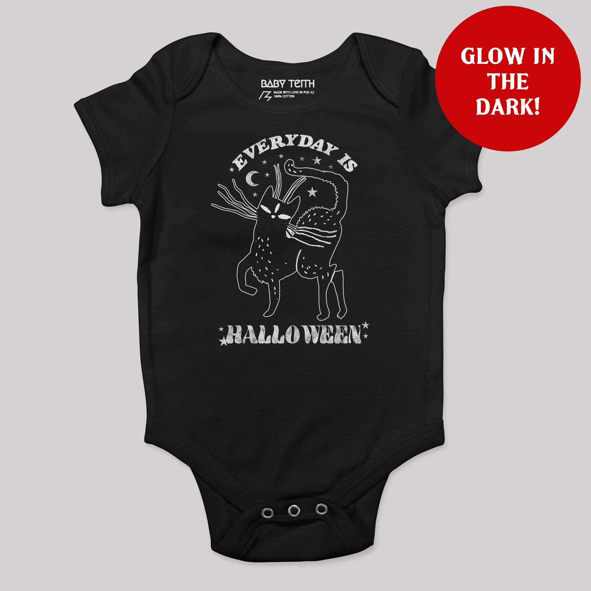 Everyday is Halloween Glow in the Dark Baby Bodysuit - Baby Teith