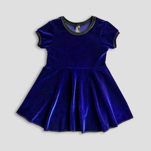 Royal Blue Velvet Skater Dress for Kids - Baby Teith