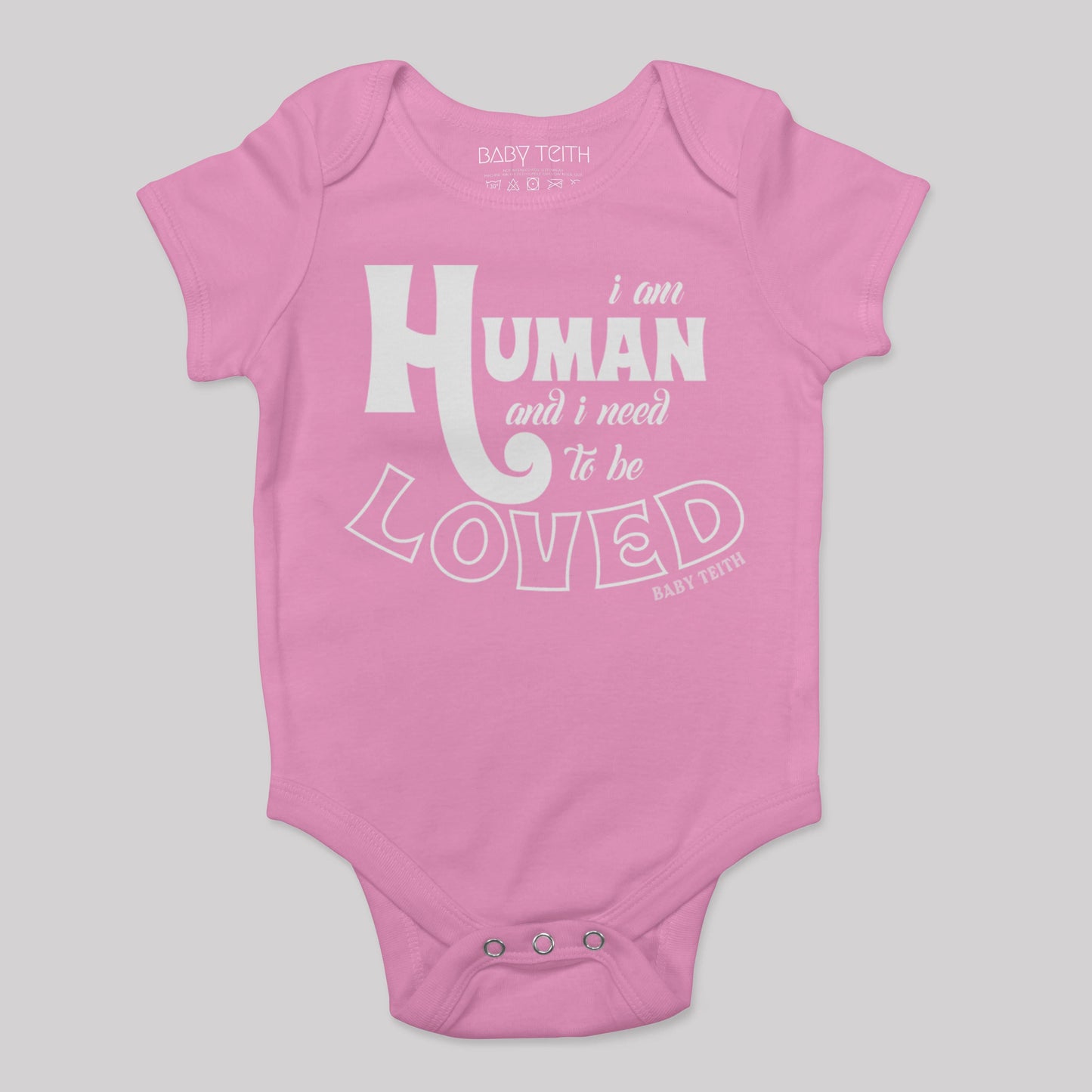 "I am Human" Short Sleeve Baby Bodysuit (6 colors) - Baby Teith