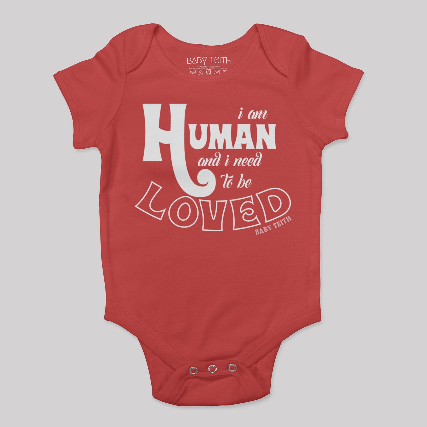 "I am Human" Short Sleeve Baby Bodysuit (6 colors) - Baby Teith