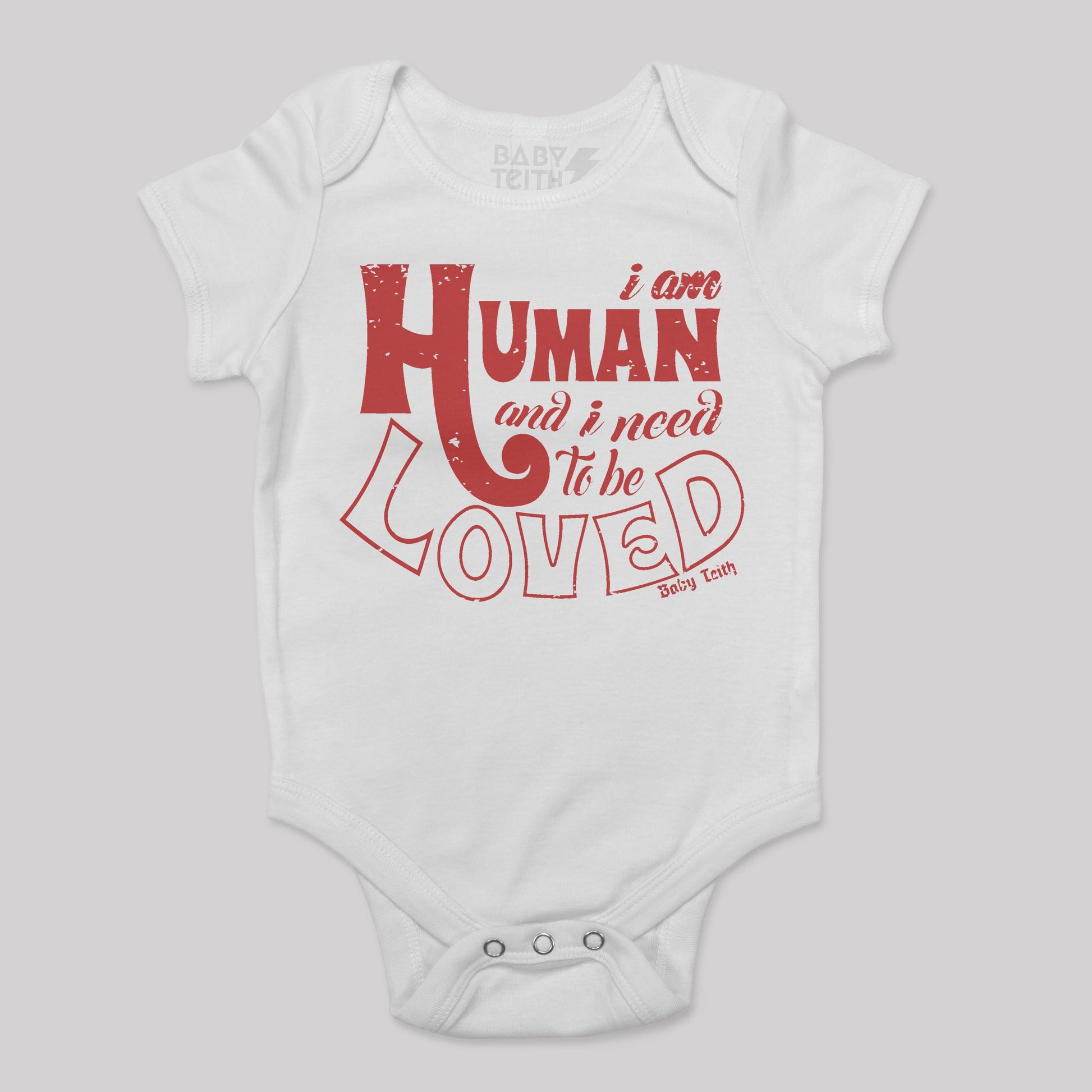 "I am Human" Short Sleeve Baby Bodysuit (6 colors) - Baby Teith