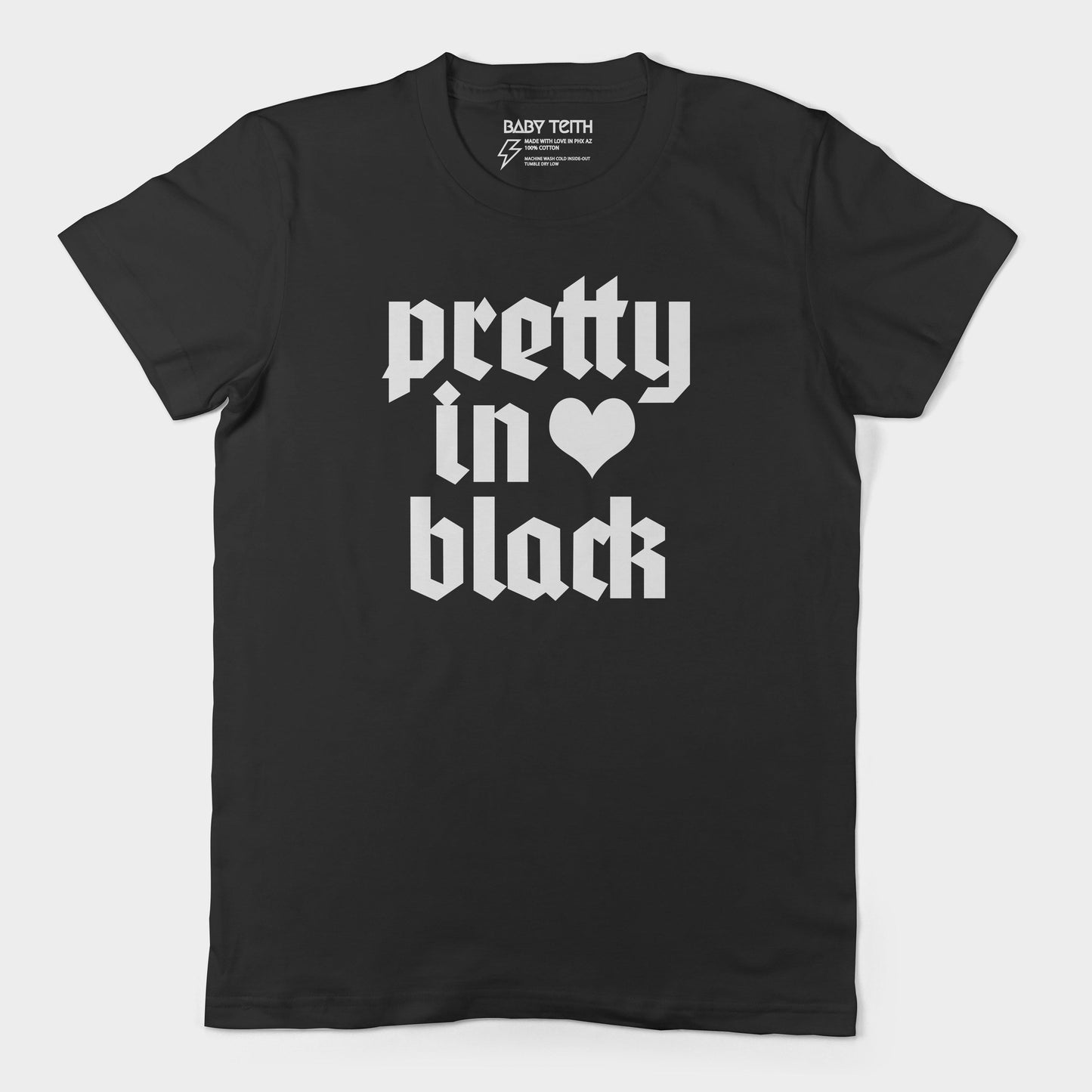 Pretty in Black Unisex Tee for Adults - Baby Teith