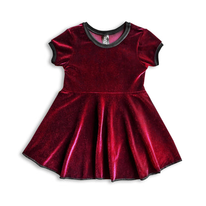 Candy Red Velvet Skater Dress for Kids - Baby Teith