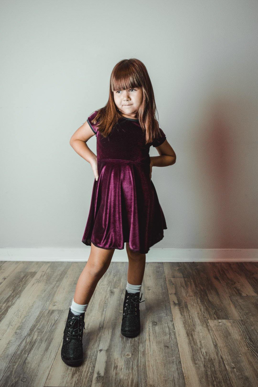 Cherry-Coloured Funk Velvet Dress - Baby Teith