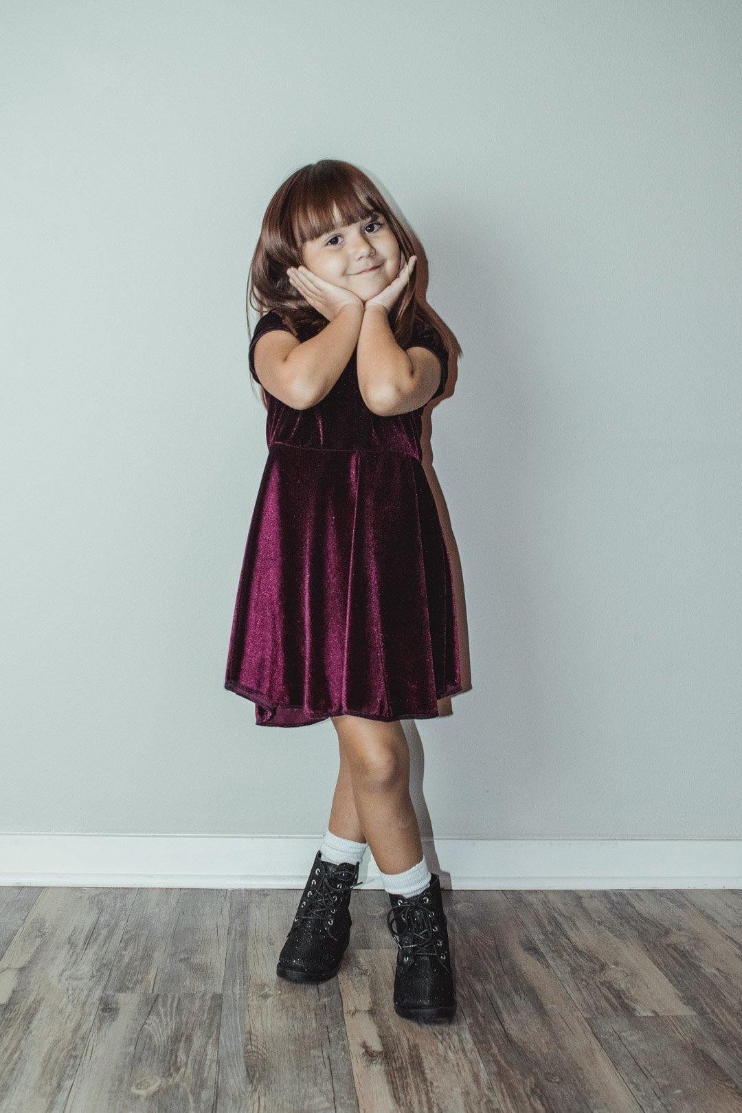 Cherry-Coloured Funk Velvet Dress - Baby Teith